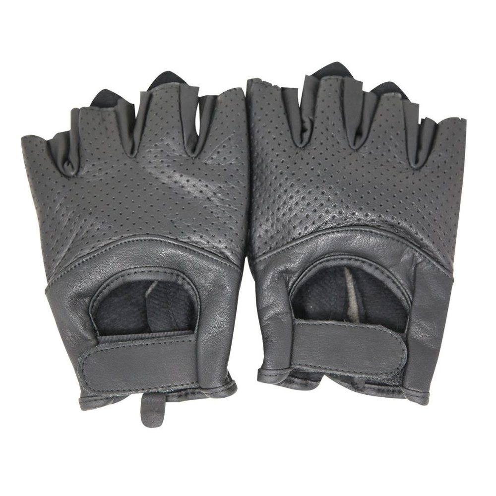Mens Leather Fingerless Glove with Gel Palm